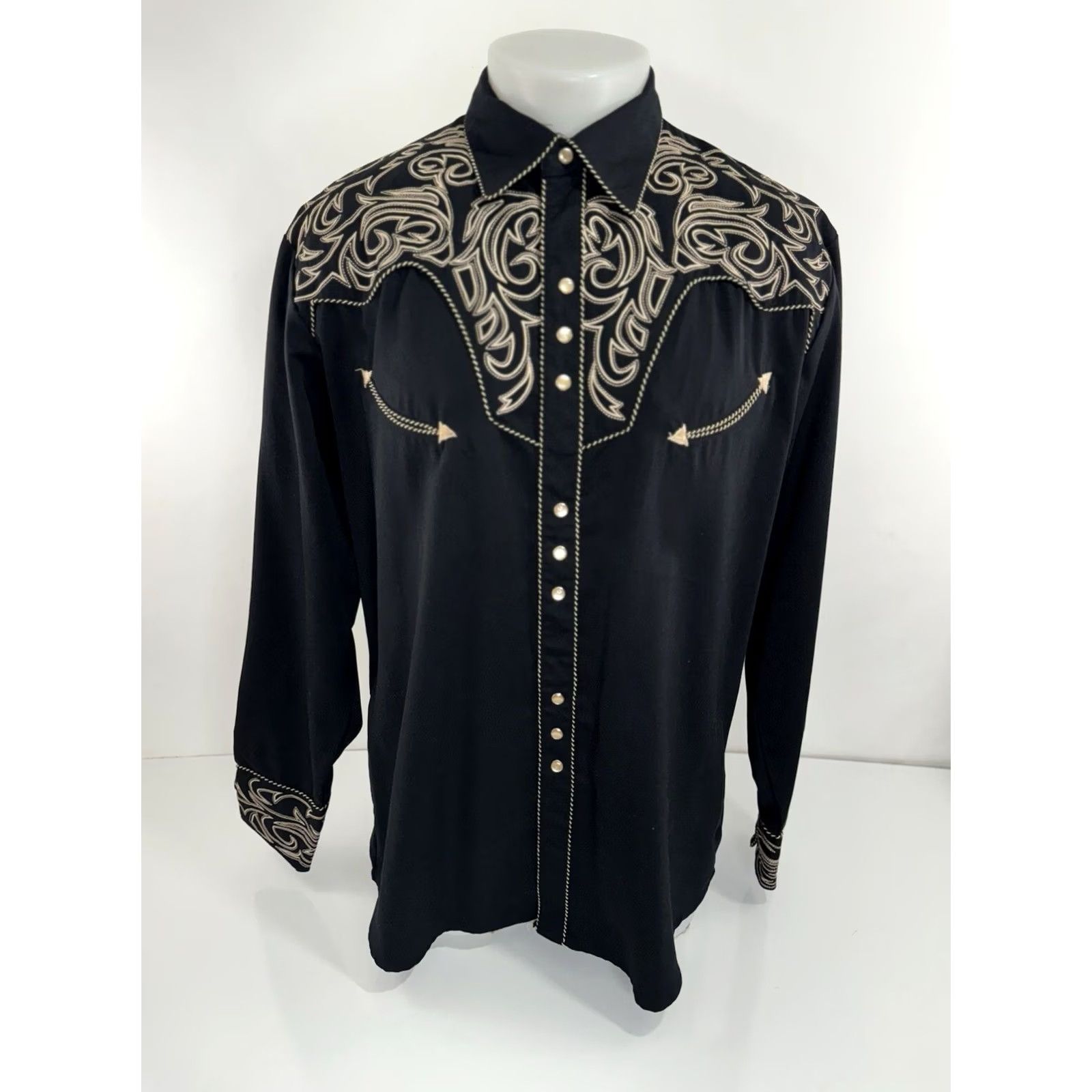 Scully Scully Western Embroidered Long Sleeve Snap Shirt Mens L Black Rockabilly Button-Up Title: EXCELLENT Size US L / EU 52-54 / 3 - 2 Thumbnail