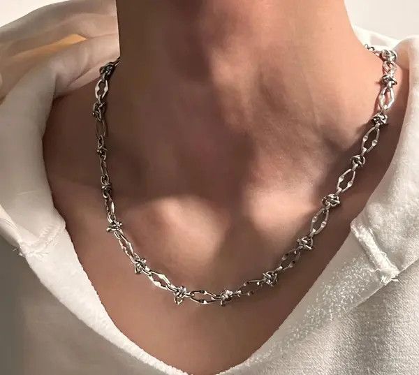 Jewelry Silver Chain Link Men's Necklace, Modern Men's Jewelry Size ONE SIZE - 1 Thumbnail