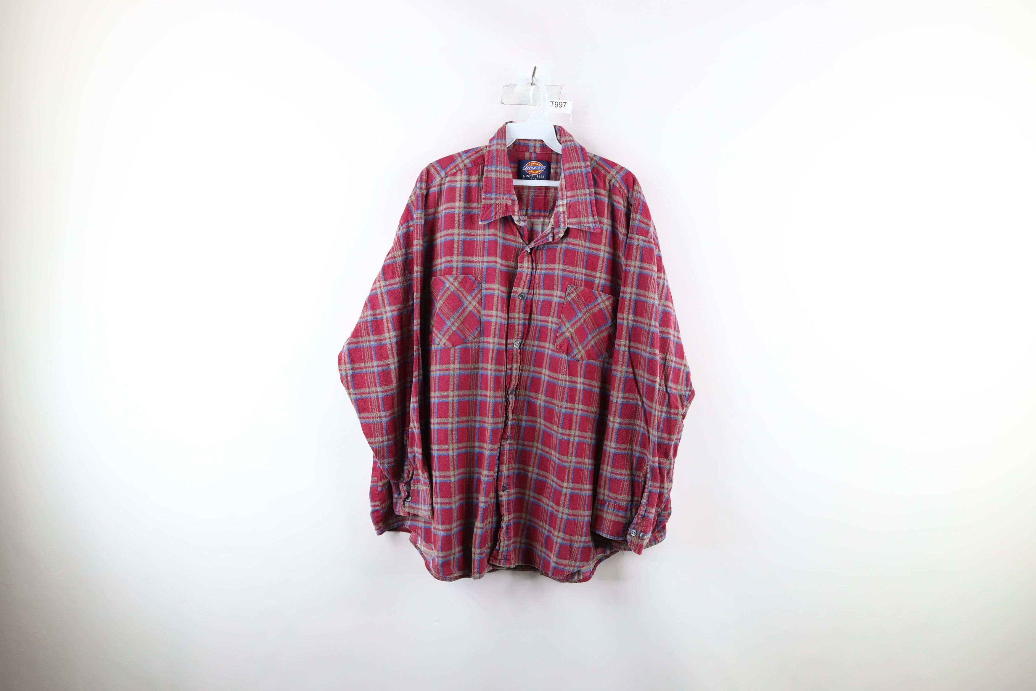 Vintage Vintage 90s Dickies Collared Flannel Button Shirt Plaid Size US XXL / EU 58 / 5 - 1 Thumbnail