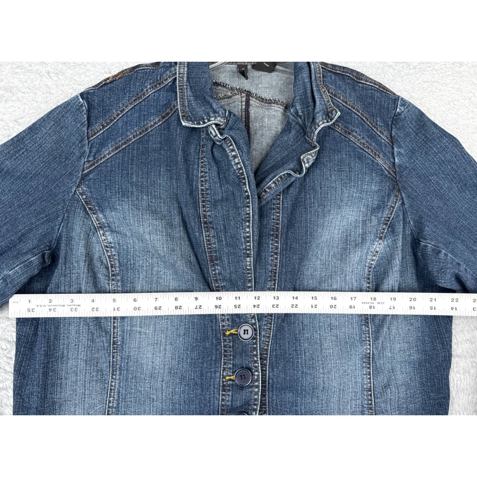 Vintage Mixit Jacket Womens 22W Denim Blue Button Cotton Blend Casual 80s 90s Classic Fashion Size 40" / US 18 - 6 Thumbnail