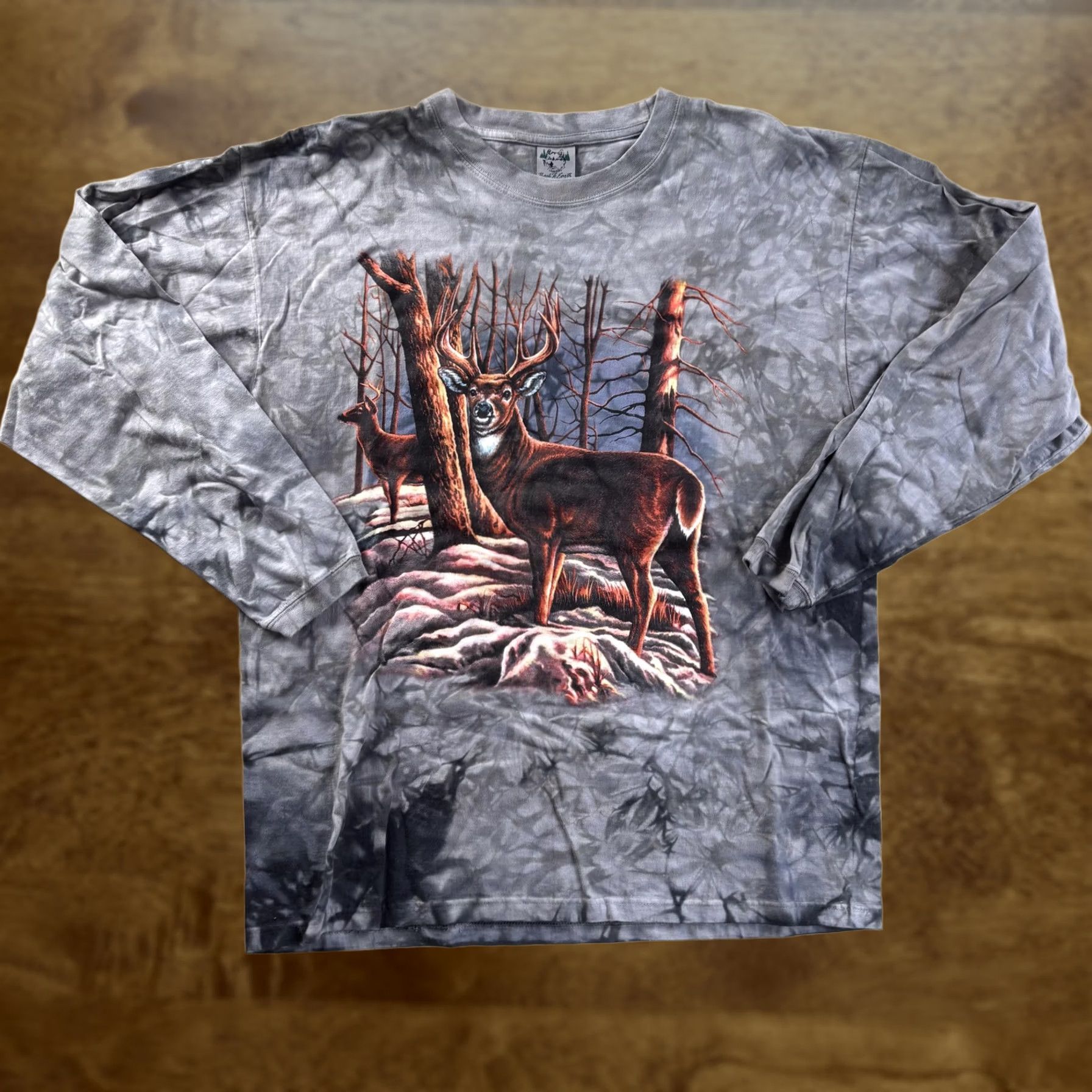 Vintage Back to Earth Shirt Mens XL Gray Deer Buck Graphic Long Sleeve Tie Dye Hunting Size US XL / EU 56 / 4 - 1 Thumbnail