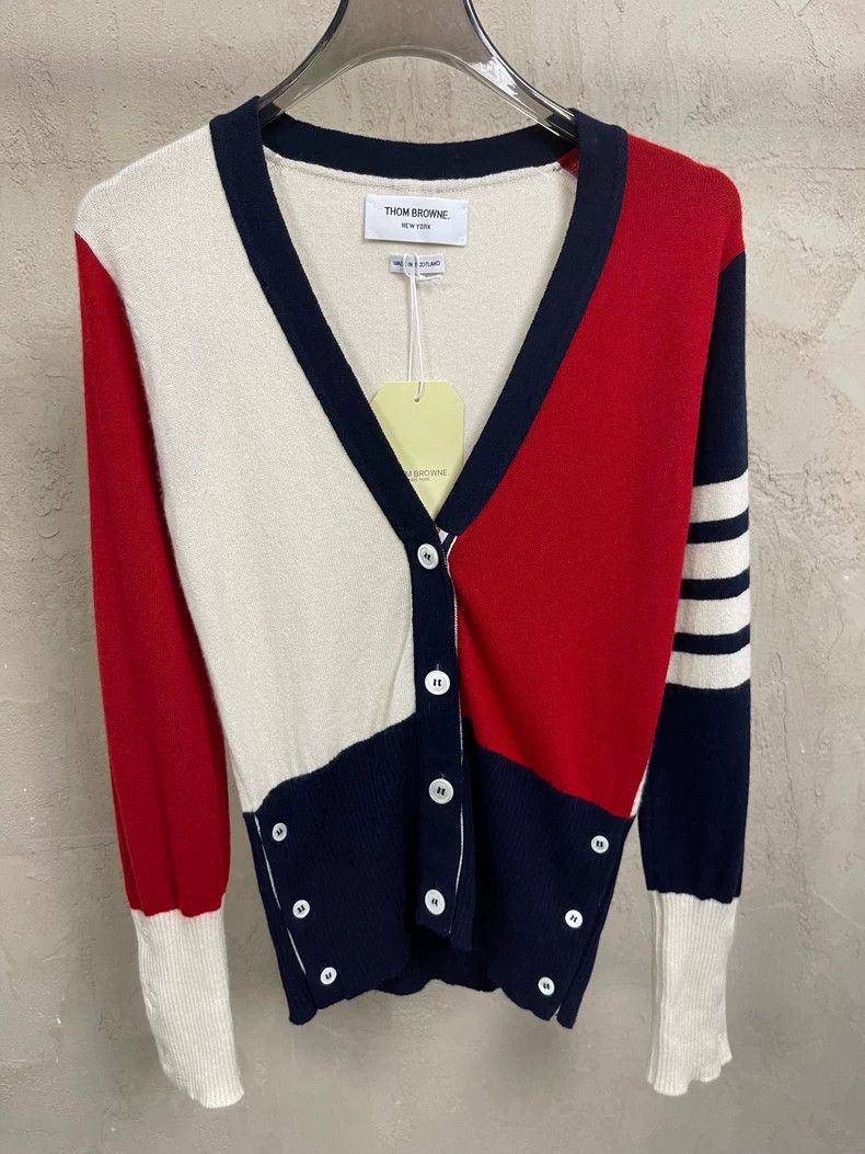 Thom Browne Thom Browne American red and Tibetan blue blended cashmere Size S / US 4 / IT 40 - 2 Thumbnail