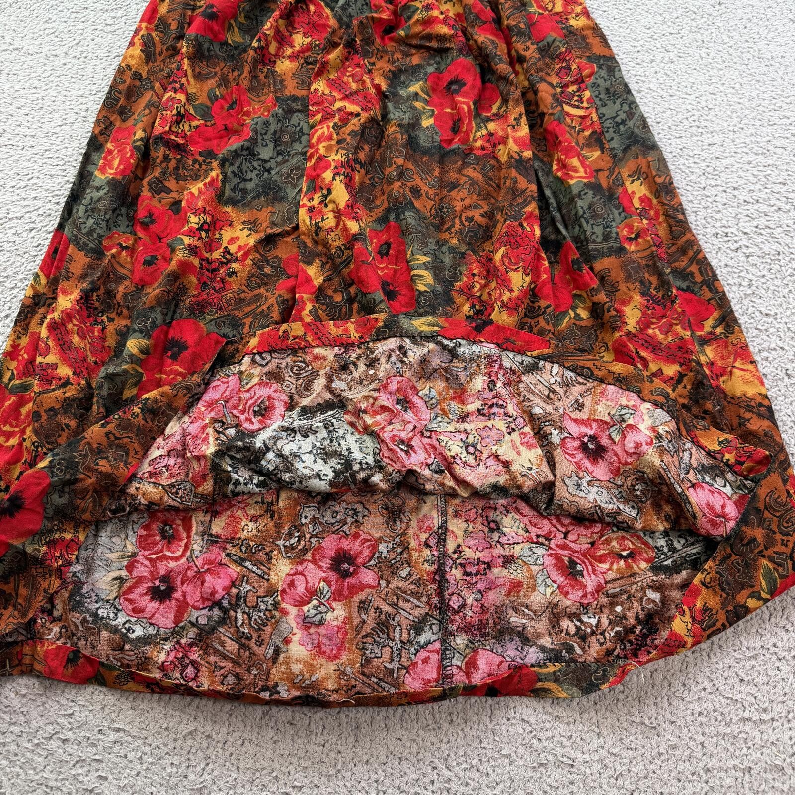 Other Vintage 90s Lee Winter Floral Maxi Skirt Boho Prairie 12 Size 34" / US 12 / IT 48 - 5 Thumbnail