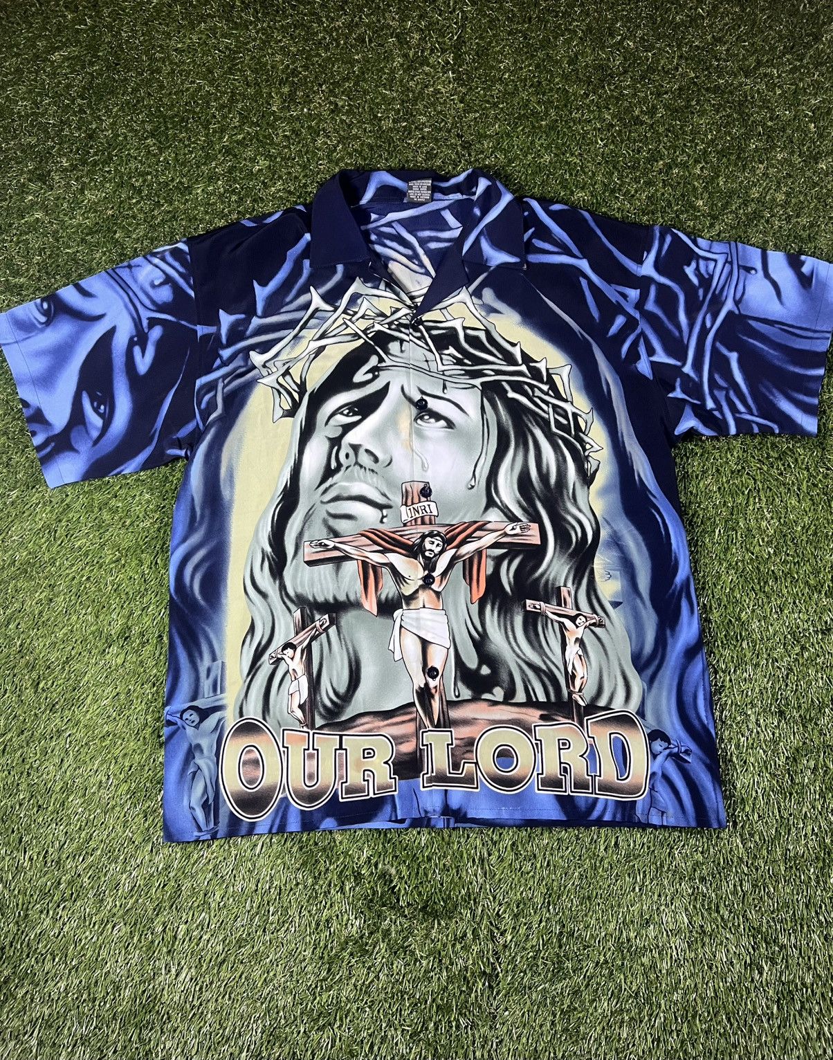 Vintage Vintage 90’s All Over Print Jesus Our Lord Button Up Tee Size US XL / EU 56 / 4 - 1 Thumbnail