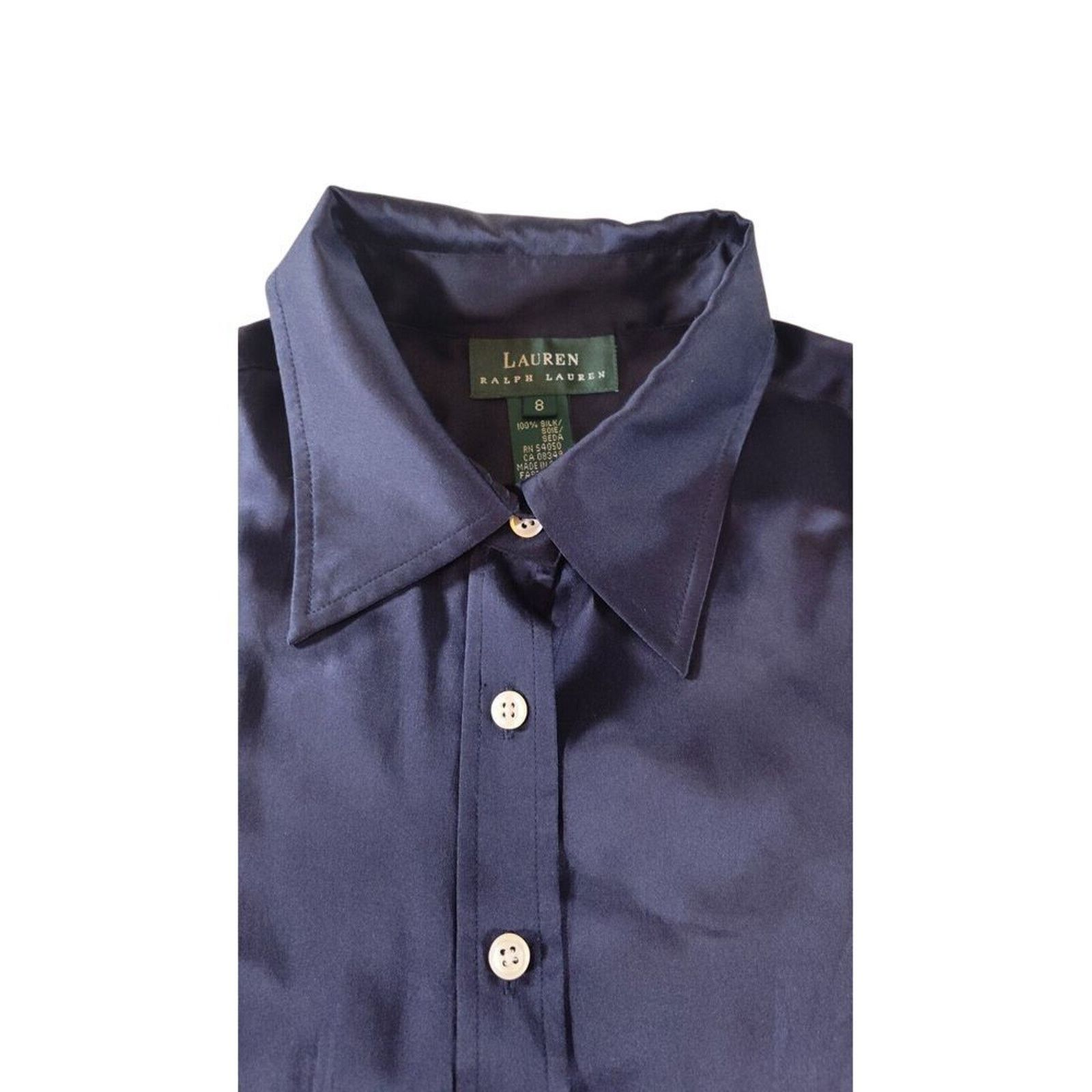 Lauren Ralph Lauren Vintage Lauren Ralph Lauren Button Top Blouse Silk Navy Blue Size M / US 6-8 / IT 42-44 - 7 Thumbnail