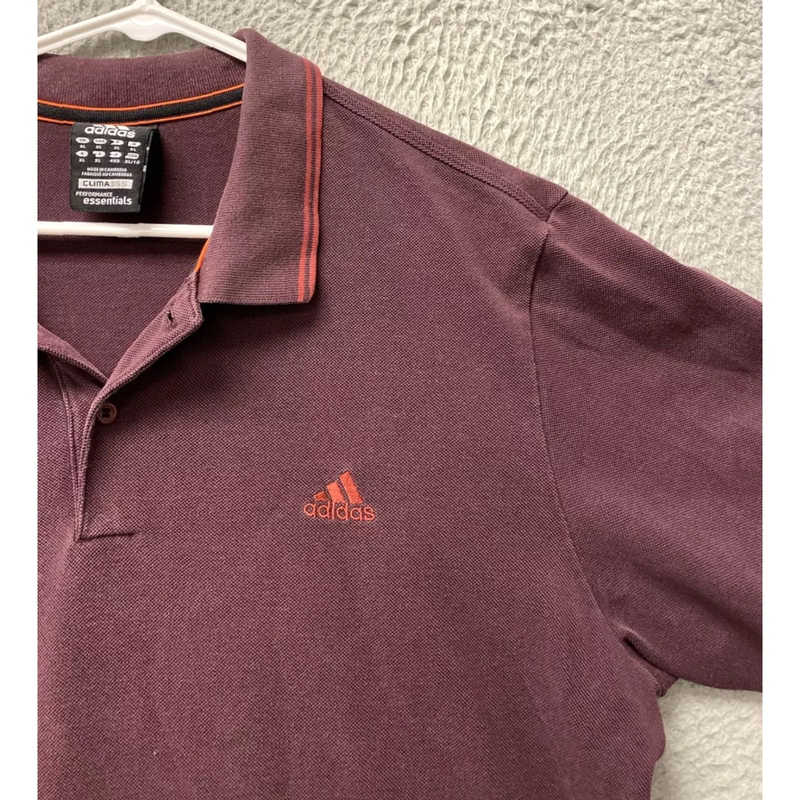 Adidas adidas Polo Shirt Mens XL Burgundy Short Sleeve Golf Collared /112-50 Size US XL / EU 56 / 4 - 2 Thumbnail