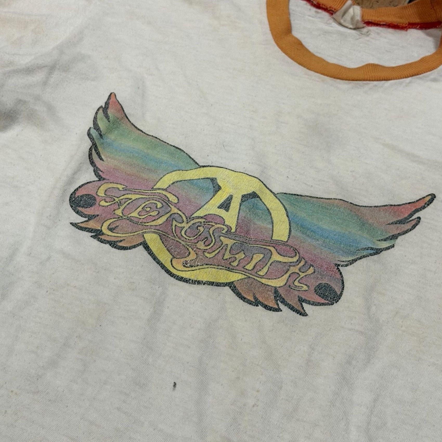 Aerosmith VINTAGE Aerosmith T-Shirt Ringer M USA Made Band Tee Shirt Mens 1970s White Rare Size US M / EU 48-50 / 2 - 2 Thumbnail