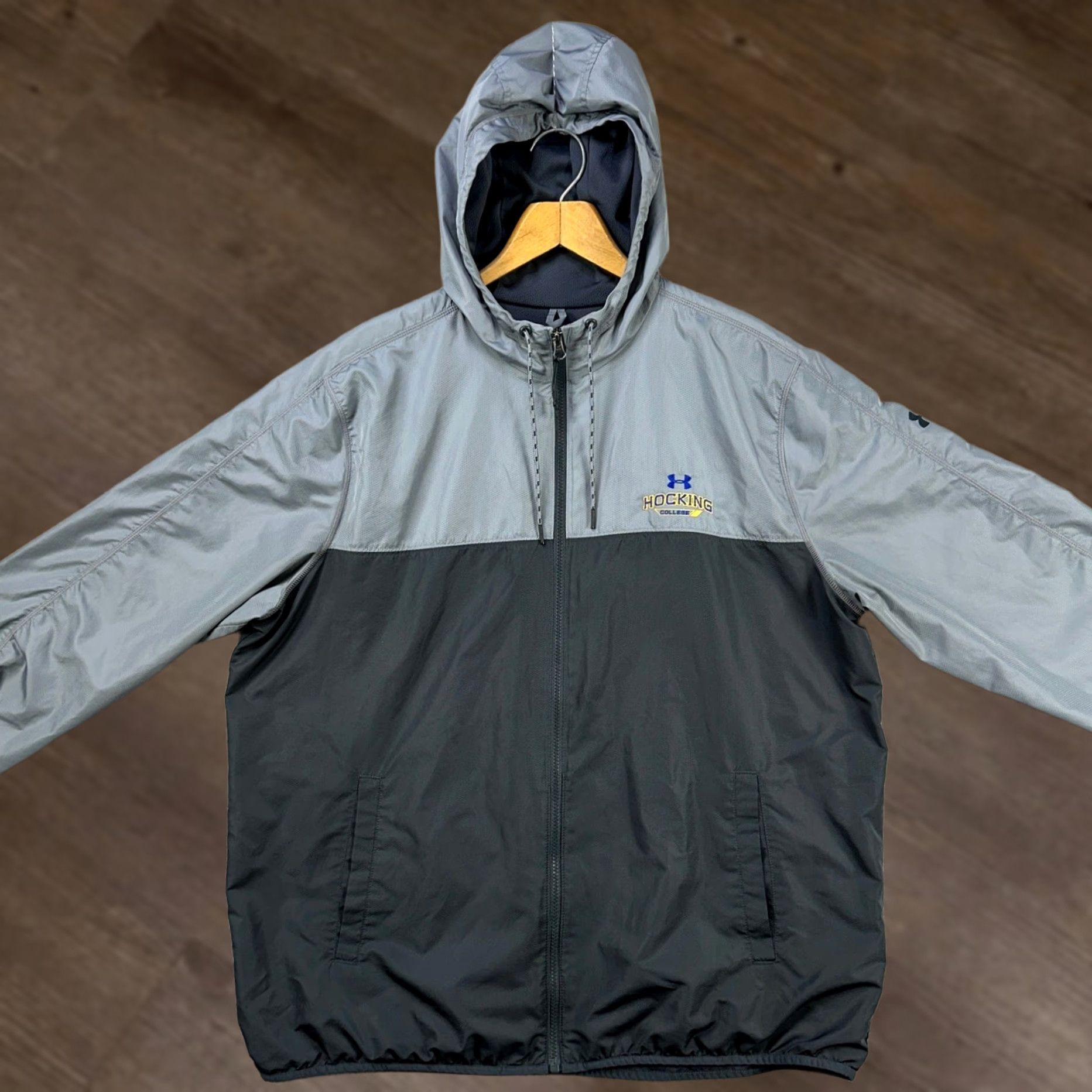 Under Armour Under Armour Hoodie Jacket Men 2XL Black Color Block Full Zip Pocket Windbreaker 100% Polyester VS Size US XXL / EU 58 / 5 - 1 Thumbnail
