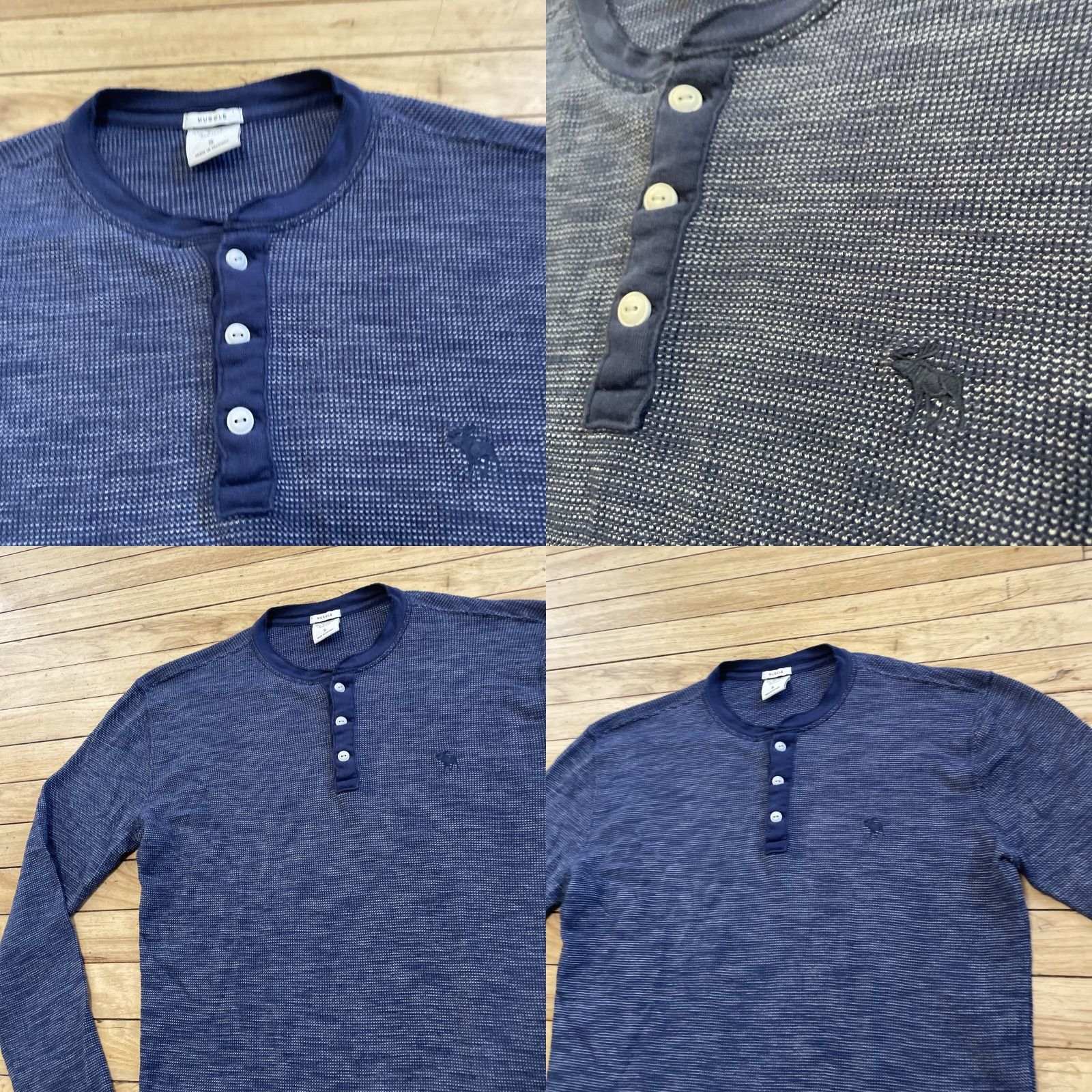 Abercrombie & Fitch VINTAGE Abercrombie & Fitch Thermal Henley Shirt Men S Blue Pique Knit Moose Logo Embroidered Size US S / EU 44-46 / 1 - 10 Thumbnail