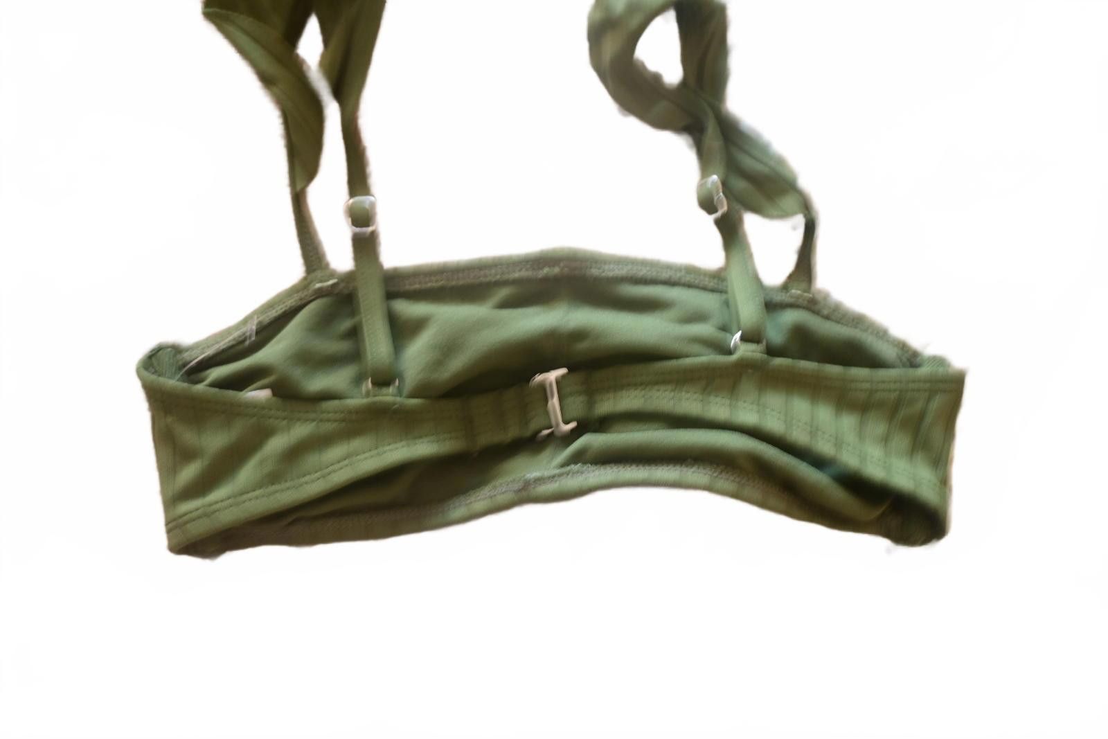 Other Olive Green Ruffled Strap Bikini Swim Top Women's Small Size ONE SIZE - 4 Thumbnail