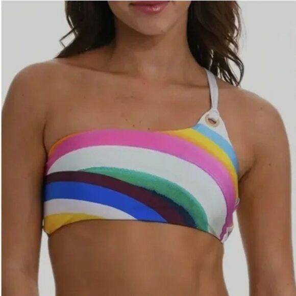 Designer Sunshine 79 Rainbow One Shoulder Swimsuit Bikini Top Size XL / US 12-14 / IT 48-50 - 1 Thumbnail