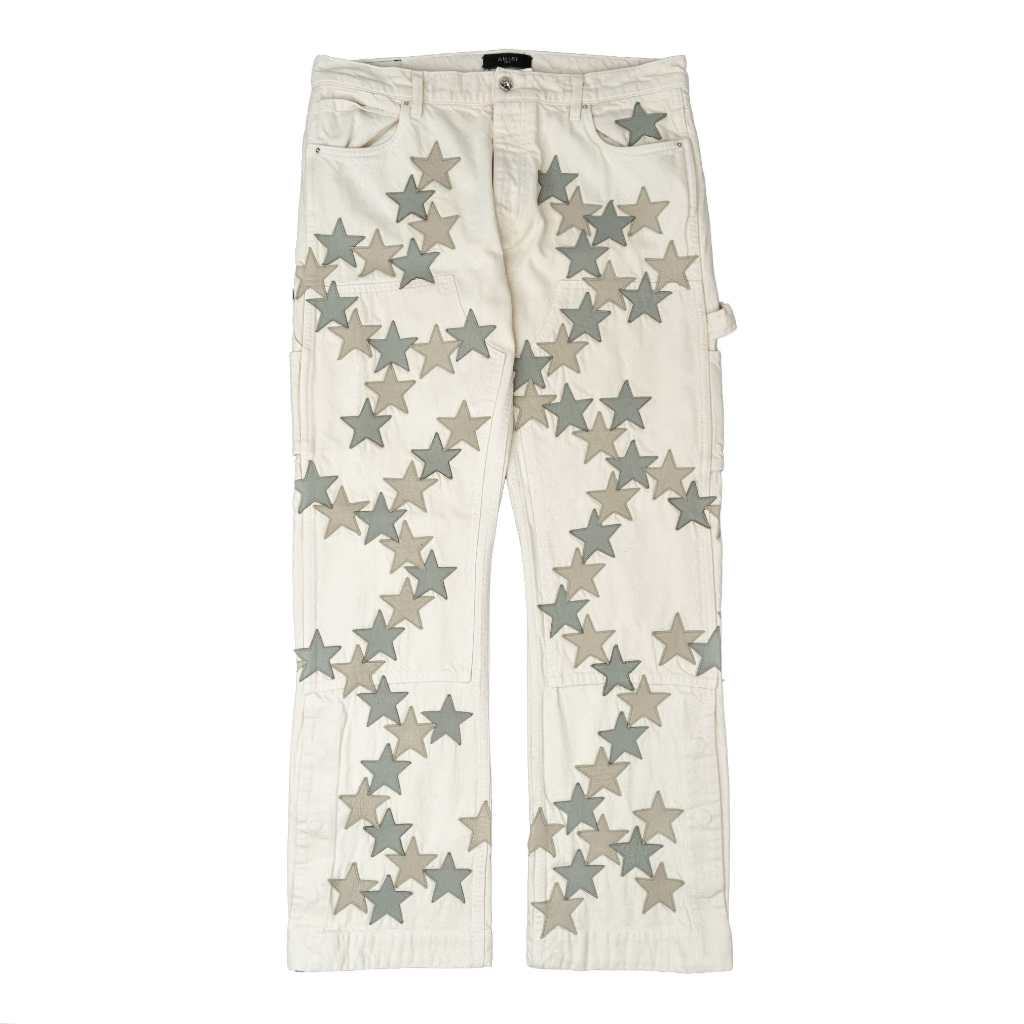 Amiri Amiri x Chemist Leather Star Patch Carpenter Pants Alabaster Size US 34 / EU 50 - 1 Thumbnail