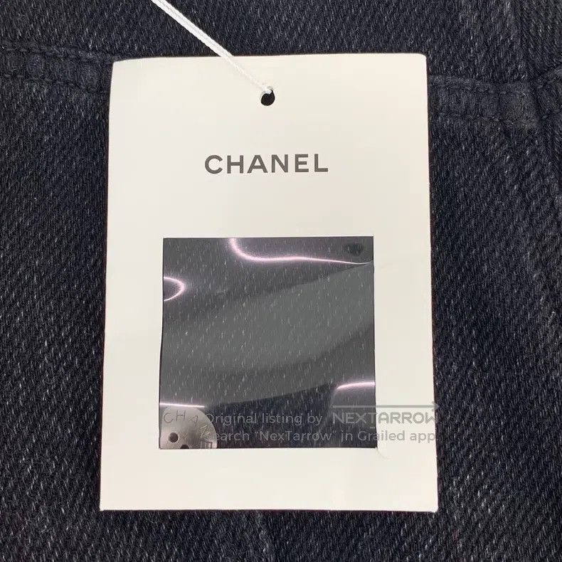 Chanel Chanel Black logo cotton casual wide-leg denim trousers Size 42" / US 20 - 9 Thumbnail