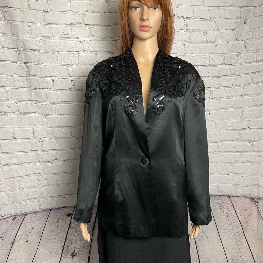 Other Vintage AZAD Silk Jacket Embroidered Black Size 12 Size XL / US 12-14 / IT 48-50 - 1 Thumbnail