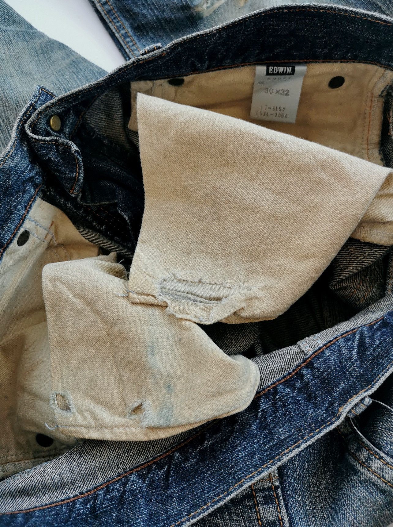 Edwin Bootcut Thrashed Edwin 500RV Mud Distressed Jeans ERD Grunge Size US 31 - 7 Thumbnail