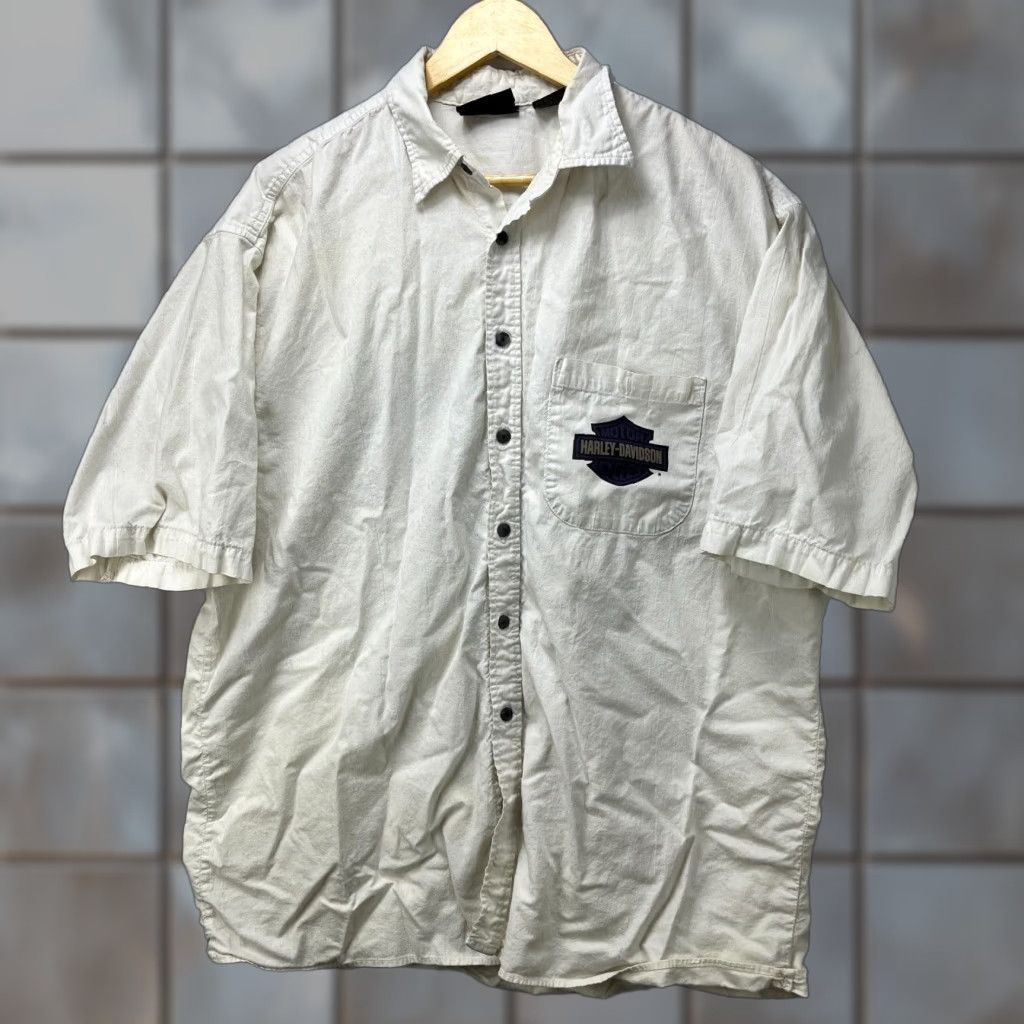 Harley Davidson VINTAGE Harley-Davidson Eagle Button-Up Shirt XL Men White 90s Shirt Vintage Harley-Davidson Mens XL White 90s Size US XL / EU 56 / 4 - 1 Thumbnail