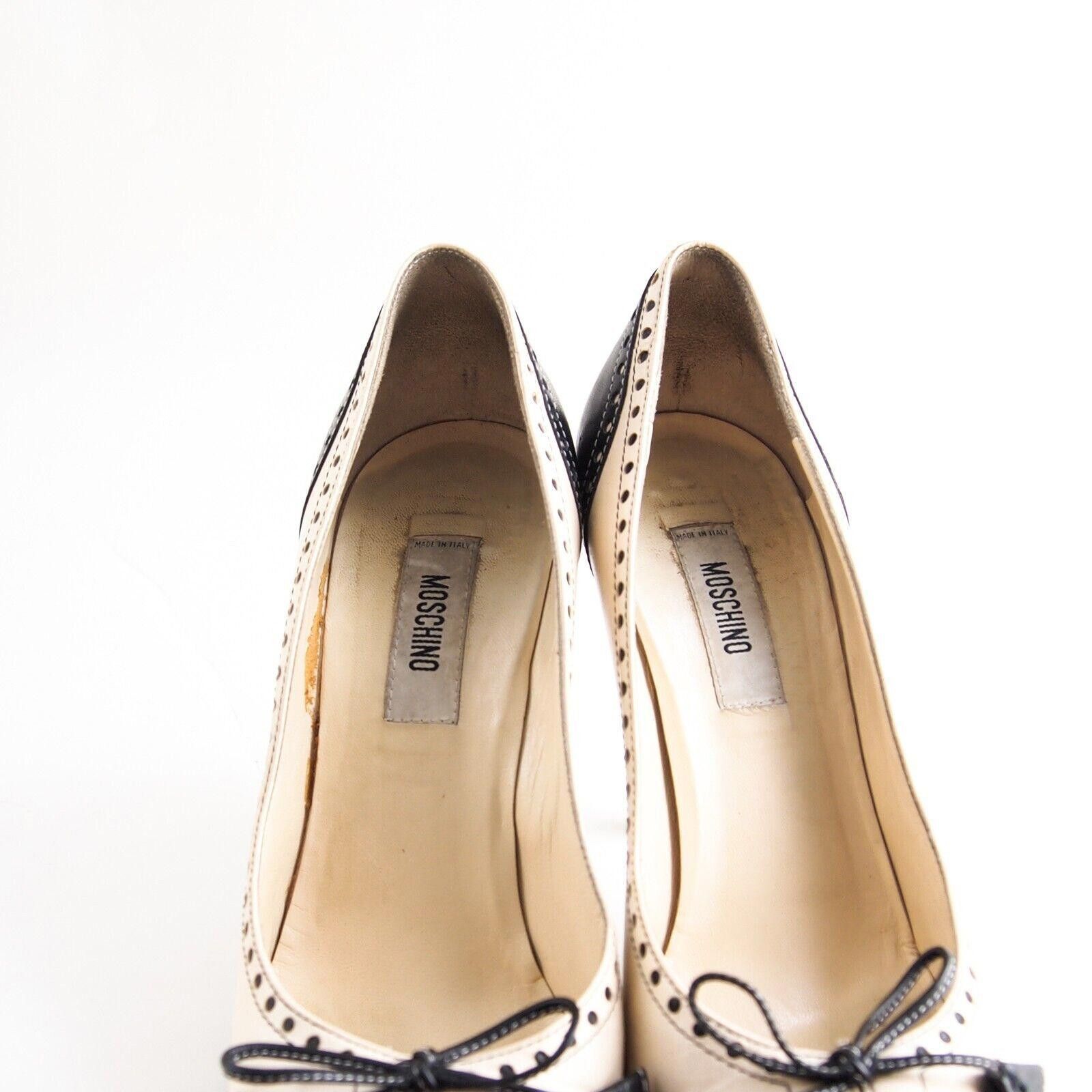 Moschino Moschino Heels Black Ivory Leather Womens US 8 EU 38 Size US 8 / IT 38 - 4 Thumbnail