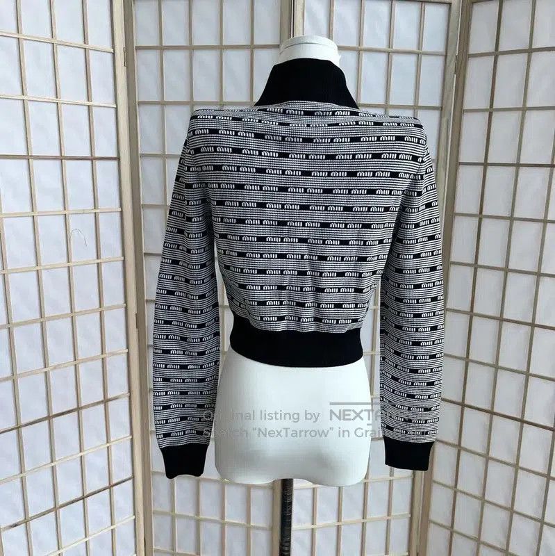 Miu Miu Miu Miu Gray Cotton Women's Cardigan . Size S / US 4 / IT 40 - 2 Thumbnail