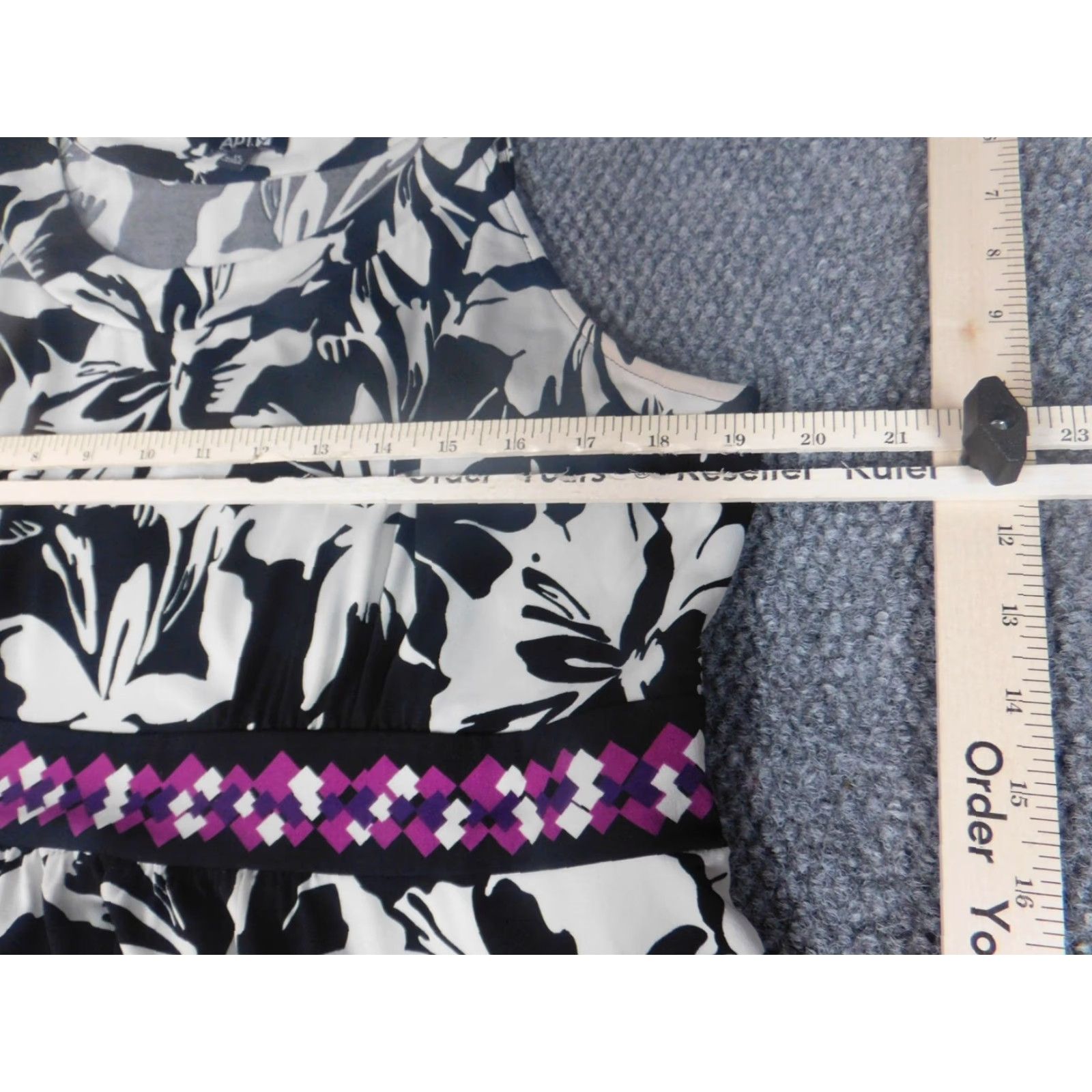 Apt. 9 Apt. 9 Womens Dress A-Line Knee Length Sleeveless XL Black Floral Polyester Rayon Zipper Crew Neck Pattern: Floral Vintage No } Size XL / US 12-14 / IT 48-50 - 6 Thumbnail