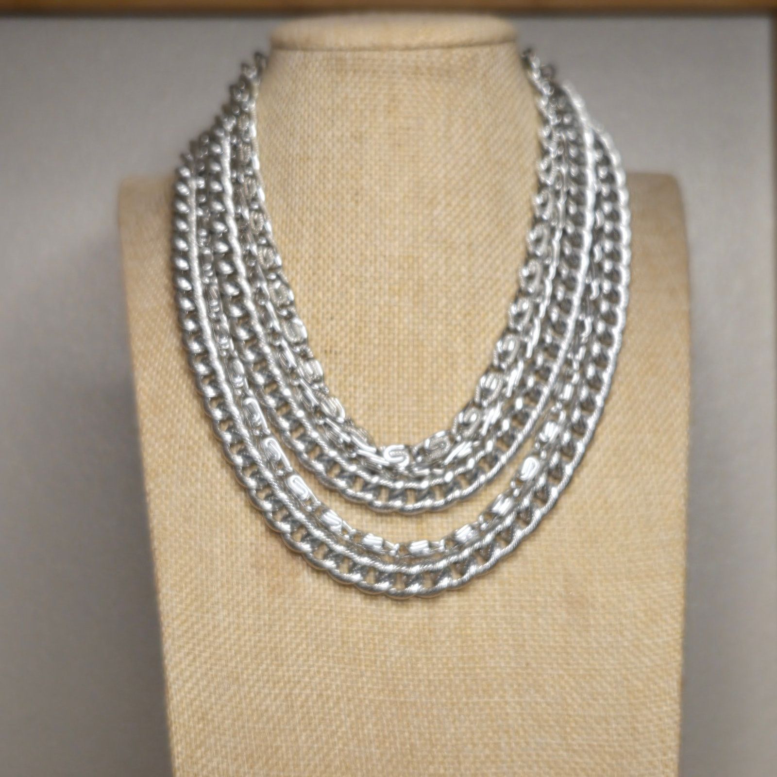 Vintage Vintage Silver Tone Multi-Strand Statement Necklace Size ONE SIZE - 3 Thumbnail