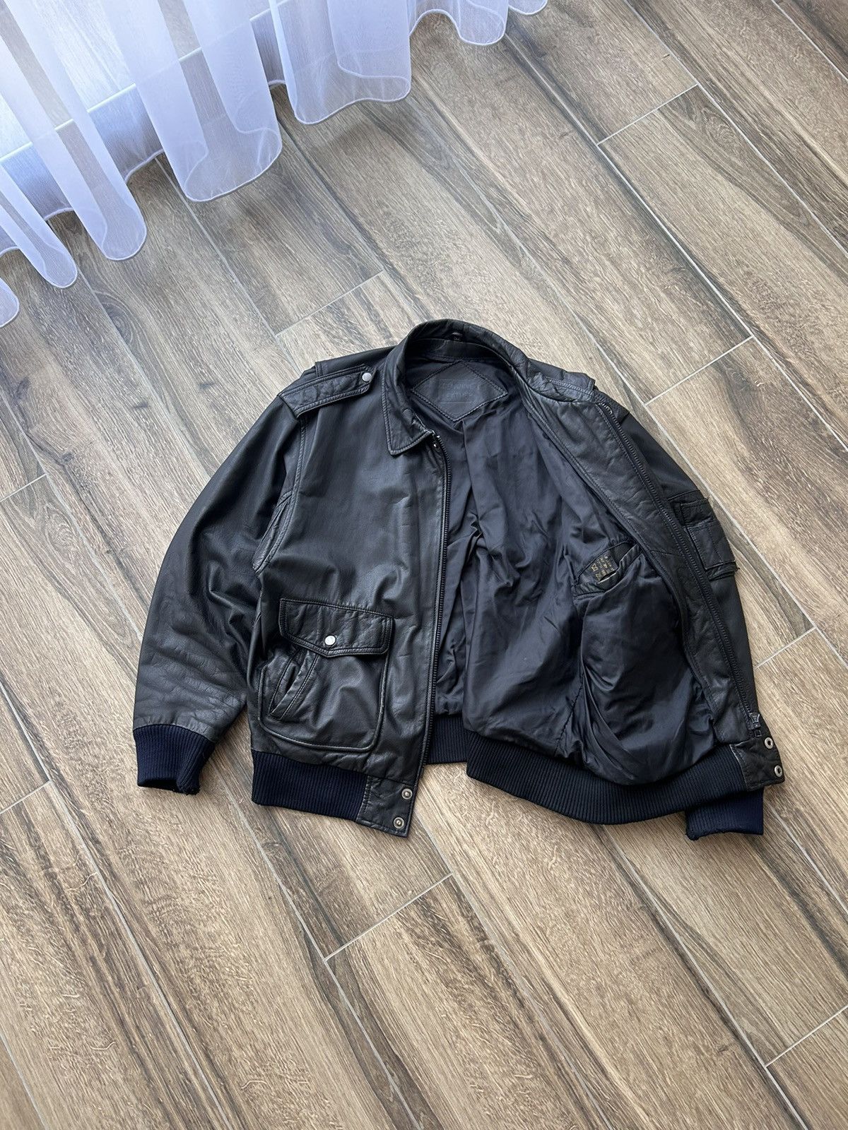 Genuine Leather × Vintage Vintage Genuine Leather Biker jacket Ma-1 style rare Size US L / EU 52-54 / 3 - 2 Thumbnail