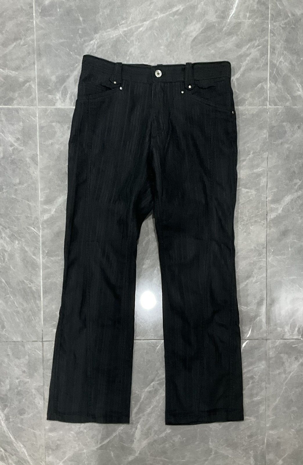 Designer × Japanese Brand Jeans Low Rise Boot Cut with design Flare Striped Size US 31 - 4 Thumbnail