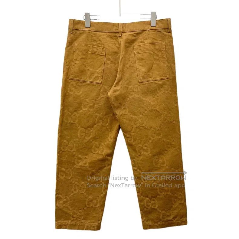 Gucci Gucci 23 brown logo jacquard full-print cotton casual trou Size US 34 / EU 50 - 2 Thumbnail
