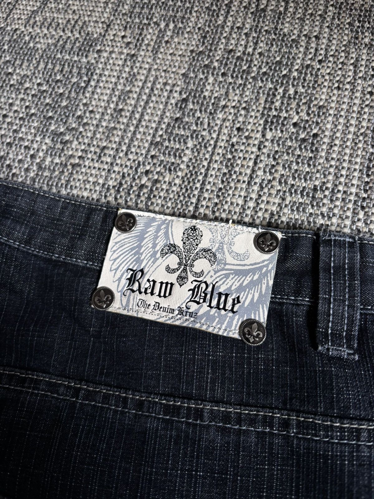 Other Y2K Raw Blue Vintage Wide Leg Jeans Hand Graphic Faded Black Size US 36 / EU 52 - 11 Thumbnail