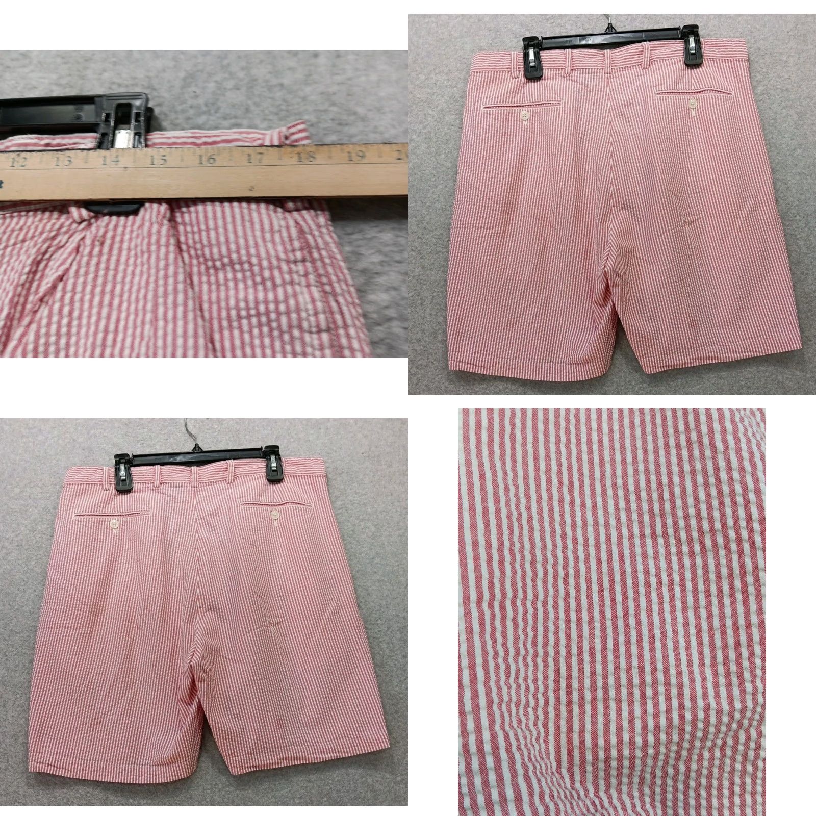 Jos. A. Bank VINTAGE Jos A Bank Seersucker Shorts Men 38 Waist Red White Striped Pleated GUC Size US 38 / EU 54 - 8 Thumbnail