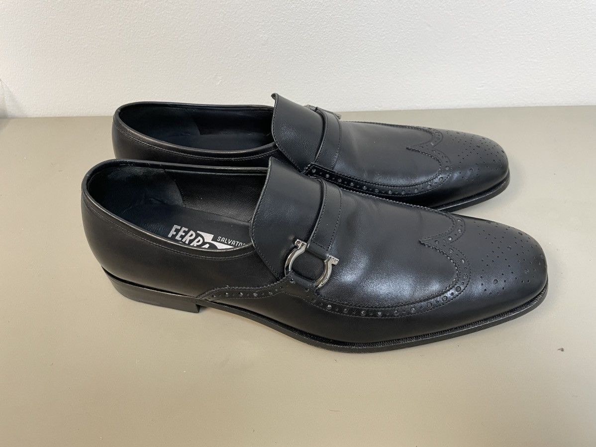 Salvatore Ferragamo Wingtip Loafer with Gancini Detail at Vamp Size US 9 / EU 42 - 6 Thumbnail