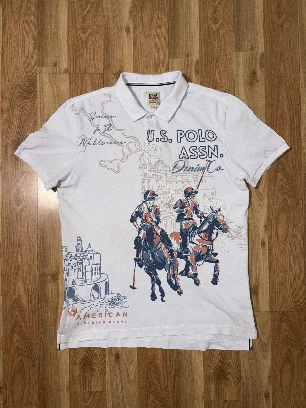 Polo Ralph Lauren U.S. Polo Assn. Mediterranean Graphic Polo Shirt White Size US XL / EU 56 / 4 - 1 Thumbnail