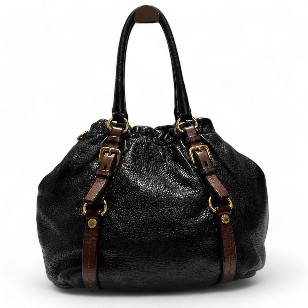 Prada Prada - Black Leather Brown Handbag Shoulder Bag Size ONE SIZE - 2 Thumbnail