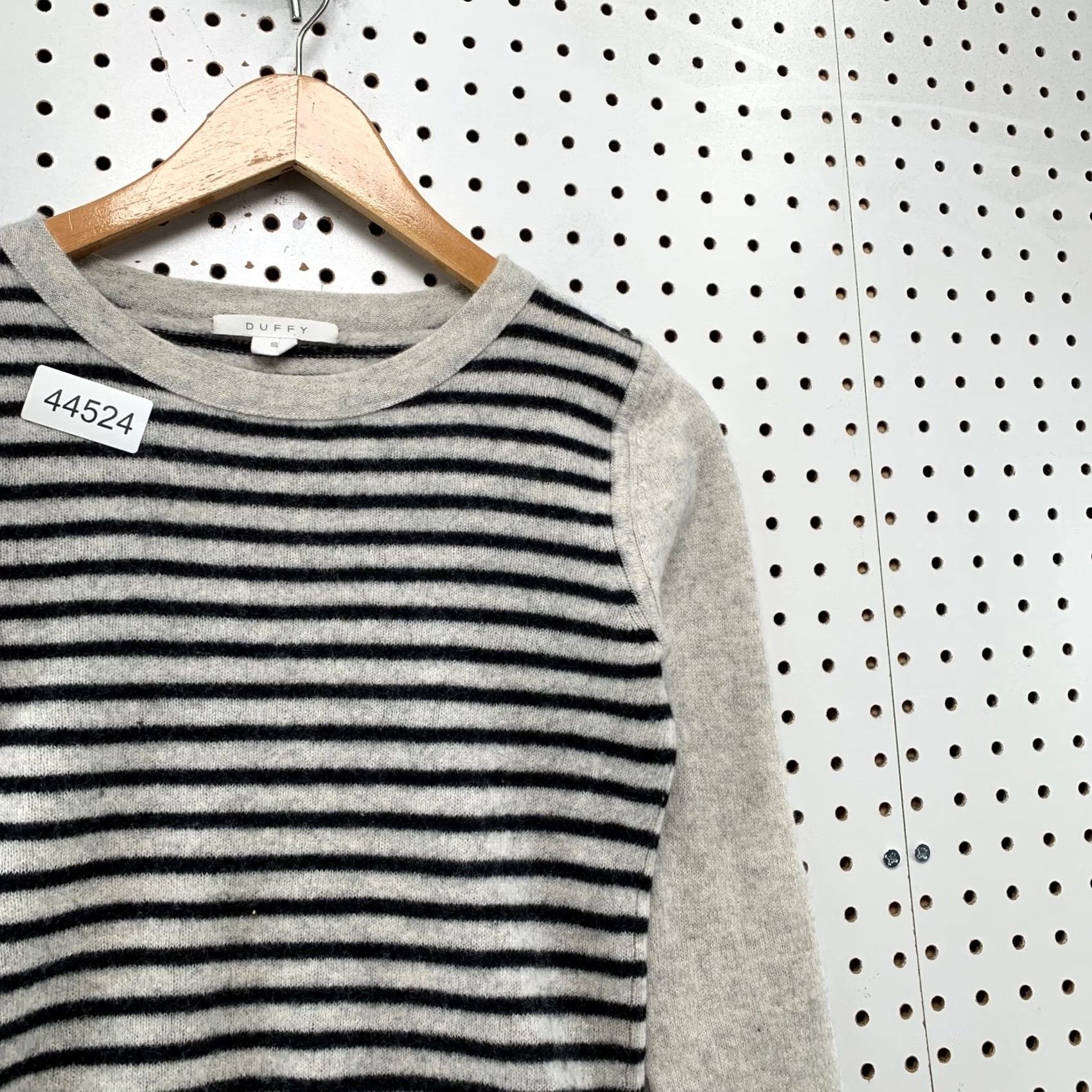 Vintage Duffy Sweater Womens Small Gray Striped Pullover 100% Cashmere Preppy Size S / US 4 / IT 40 - 6 Thumbnail