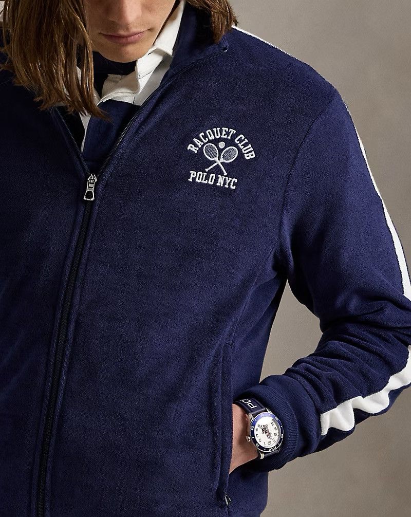 Polo Ralph Lauren Polo Ralph Lauren Embroidered Terry Track Jacket Navy Large Size US L / EU 52-54 / 3 - 5 Thumbnail