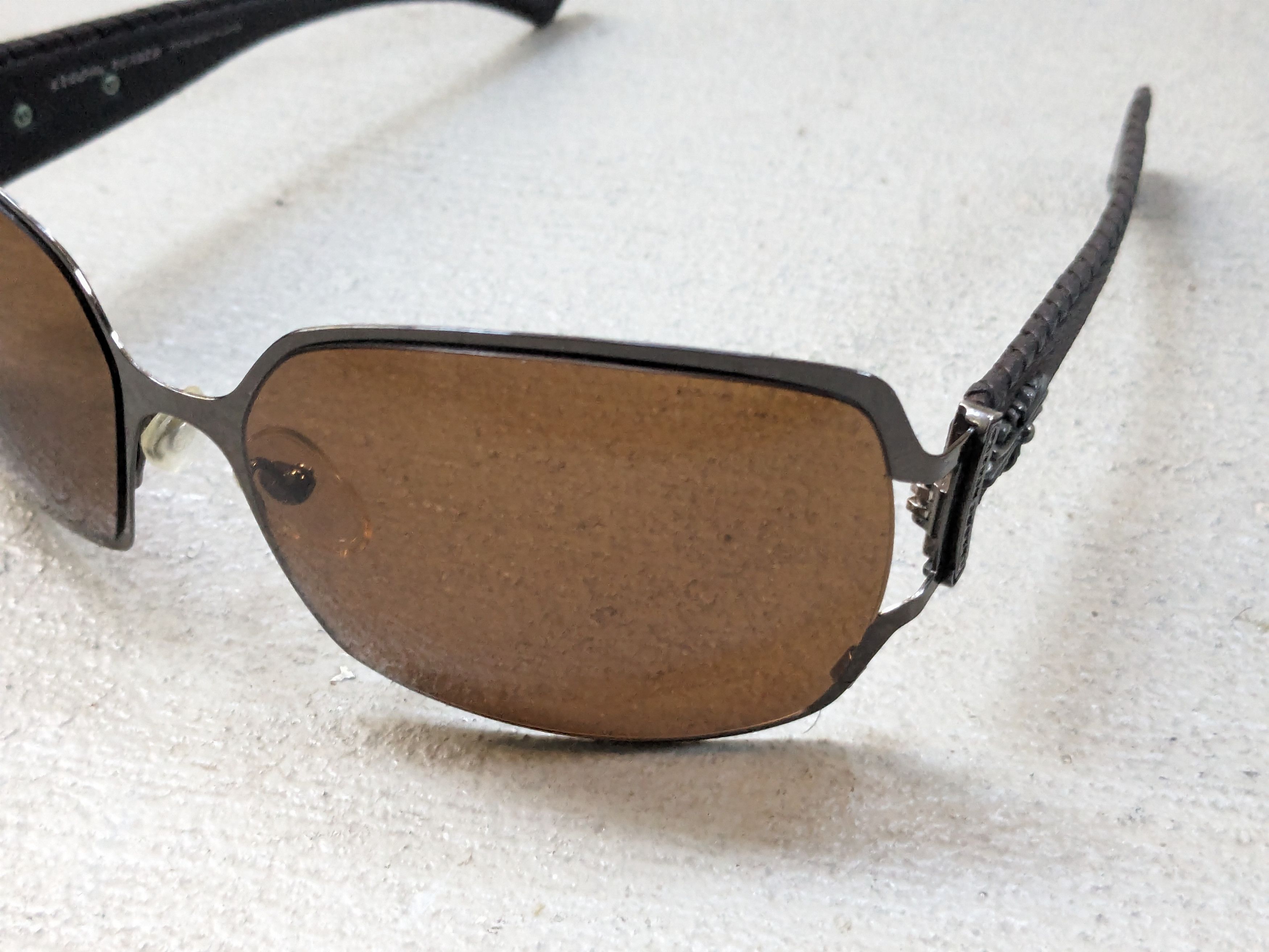 Chrome Hearts Chrome Hearts Poon II Sunglasses Brown Leather Cross Y2K Size ONE SIZE - 3 Thumbnail