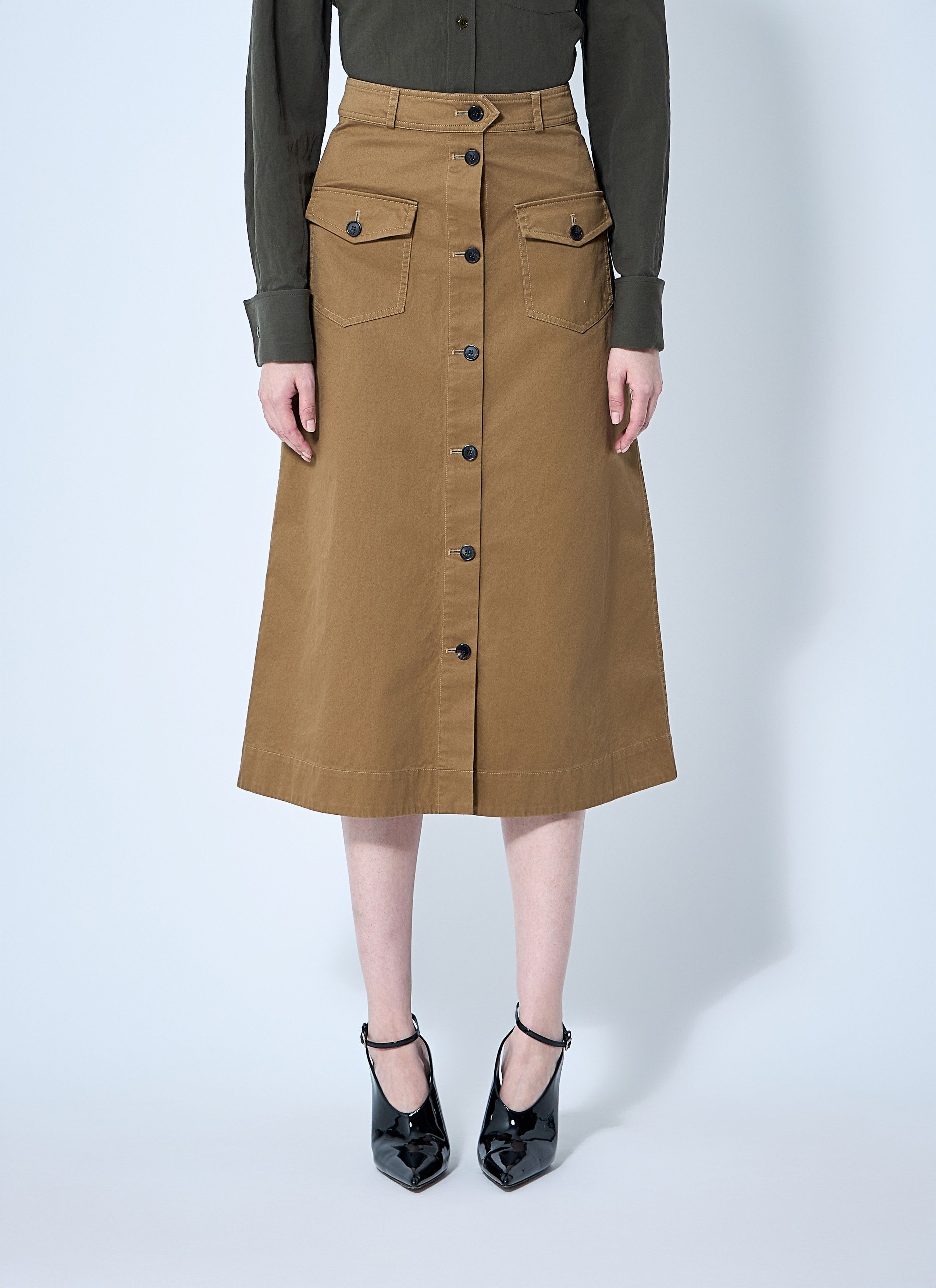 Saint Laurent Paris Cotton Serge Midi Skirt Size 28" / US 6 / IT 42 - 1 Thumbnail