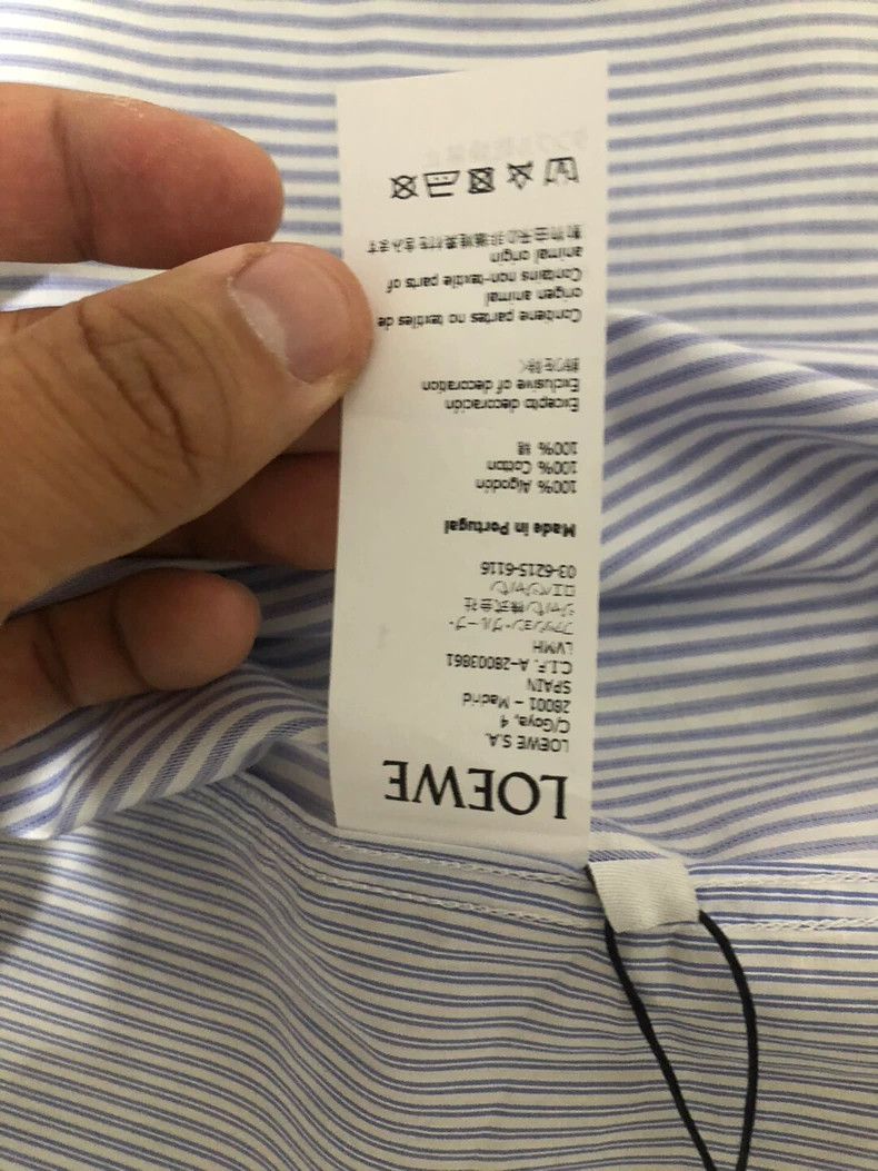 Loewe LOEWE Blue and white striped work pocket long sleeve shirt Size US XL / EU 56 / 4 - 3 Thumbnail