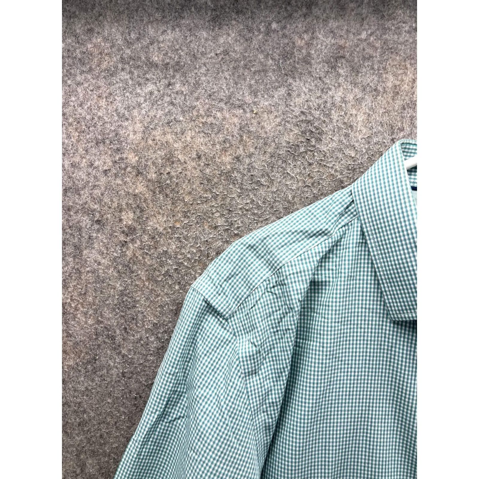 Banana Republic Banana Republic Dress Shirt Mens XL Green Gingham Non Iron Slim Fit Long Sleeve Size 46R - 7 Thumbnail