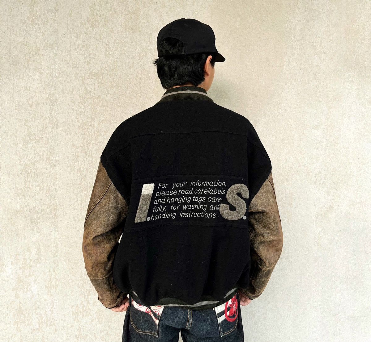Issey Miyake 1980’s ISSEY MIYAKE Care label Wool/Leather Varsity Bomber Size US XL / EU 56 / 4 - 3 Thumbnail