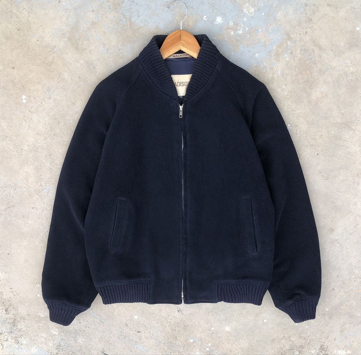 Madison Vintage Madison Wool Zipper Bomber Jacket Size US L / EU 52-54 / 3 - 2 Thumbnail