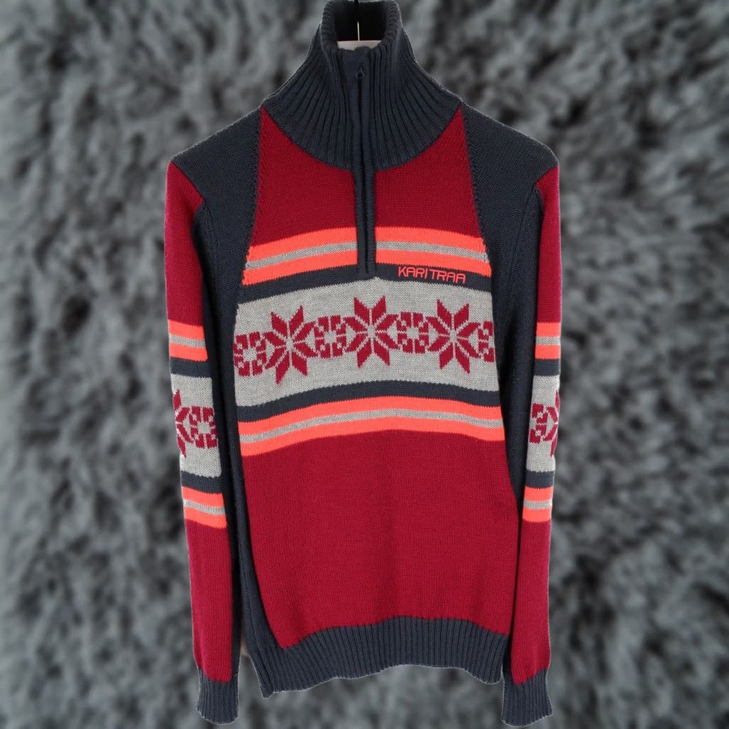 Vintage Kari Traa Jumper Women's MEDIUM Pullover Wool Blend Patterned Multicoloured Size M / US 6-8 / IT 42-44 - 1 Thumbnail
