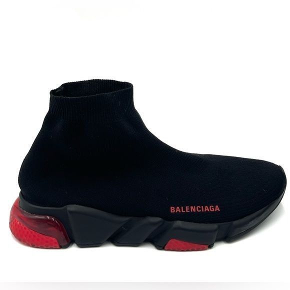 image of Balenciaga Black & Red Clear Sole Speedsneakers, Men's (Size 9)