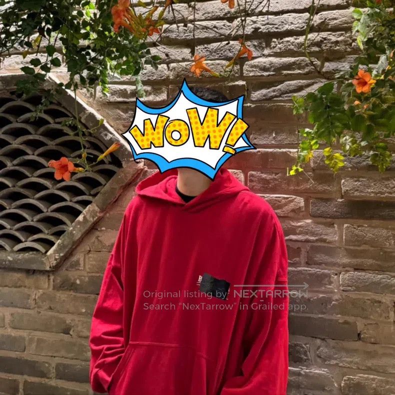 Balenciaga Balenciaga Tape Logo Red Hooded Sweatshirt Size US S / EU 44-46 / 1 - 7 Thumbnail