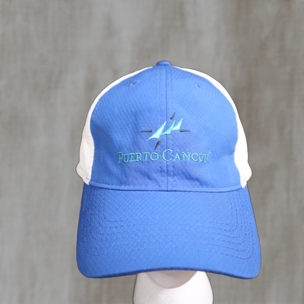 Vintage Puerto Cancun Blue White Adult Adjustable Hat Baseball Cap Size ONE SIZE - 1 Thumbnail