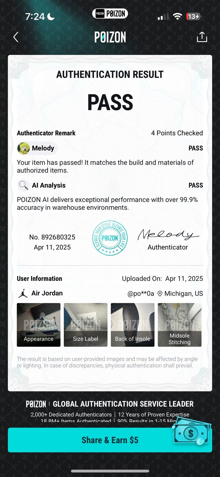 Jordan Brand Jordan 4 military blue size 8 Size US 8 / EU 41 - 8 Thumbnail