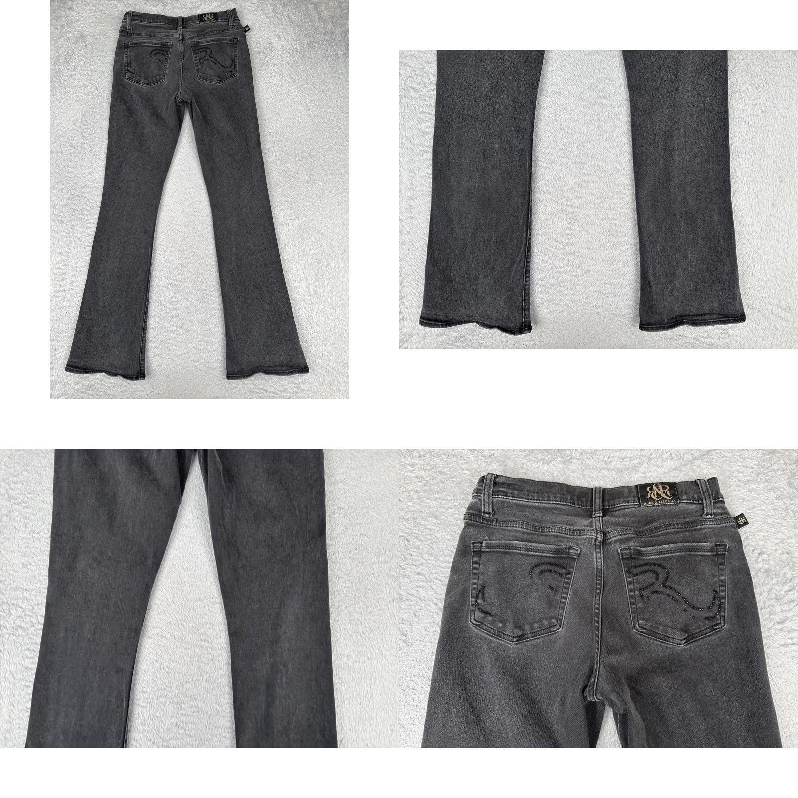 Vintage Rock & Republic Kendra Curvy Bootcut Jeans Womens 10 Gray Charcoal Wash 30x31 Denim Jeans Rock & Republic Kasandra Womens Size 32" / US 10 / IT 46 - 10 Thumbnail