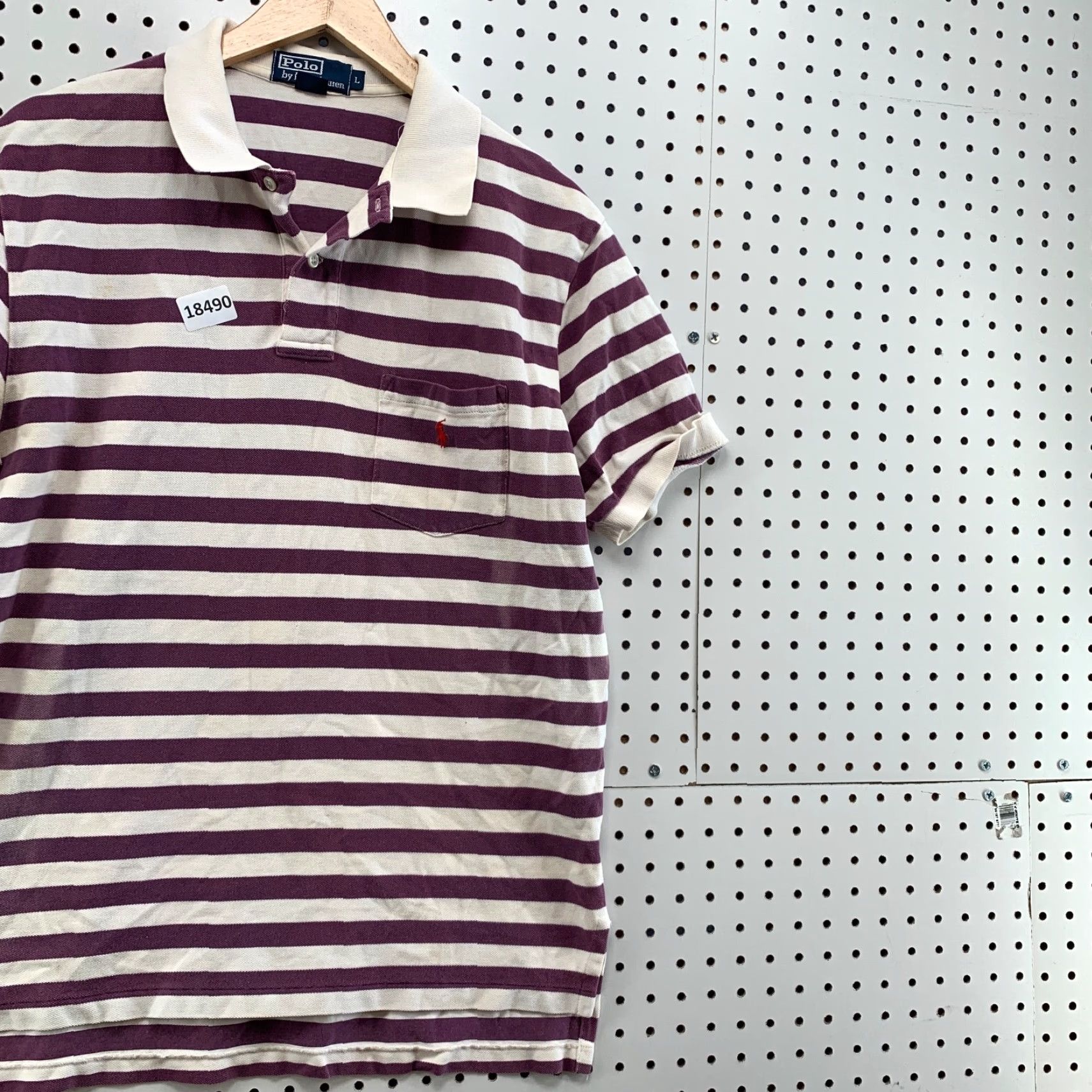 Polo Ralph Lauren Polo Ralph Lauren Polo Shirt Striped White Purple Adult Large Short Sleeve Mens Polo Shirt Size US L / EU 52-54 / 3 - 4 Thumbnail