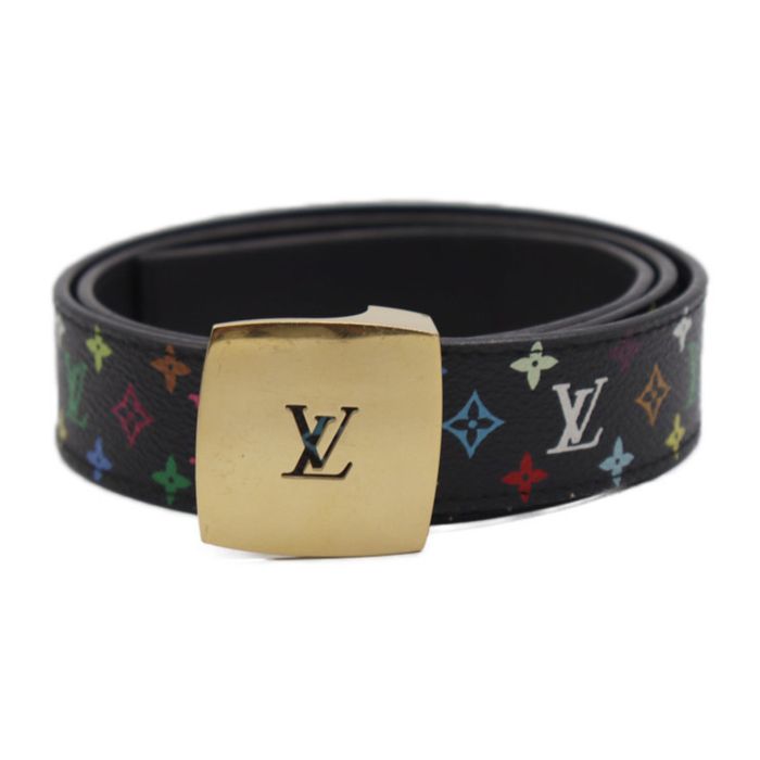 LOUIS VUITTON Leather Suntulle Pont Neuf Belt #90 36 M0172 Navy