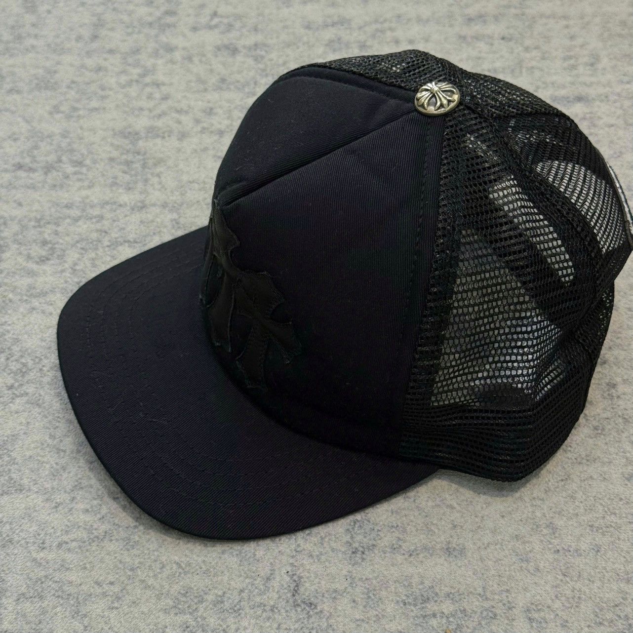 Chrome Hearts Chrome Hearts Cemetery Leather Patch Black Trucker Hat Size ONE SIZE - 3 Thumbnail