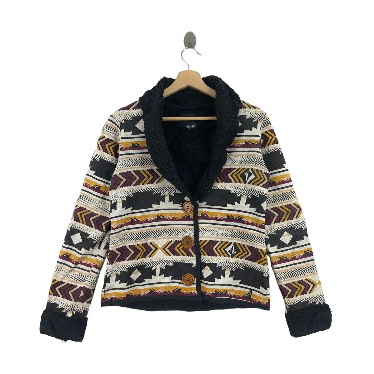 Volcom VOLCOM SURF SKATE Navajo Aztec Deep Pile Fleece Jacket Size S / US 4 / IT 40 - 1 Thumbnail